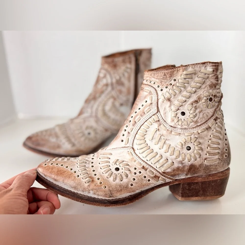 diego di lucca short cowboy cowgirl western distressed ombré leather boots 7.5 - Picture 2 of 9